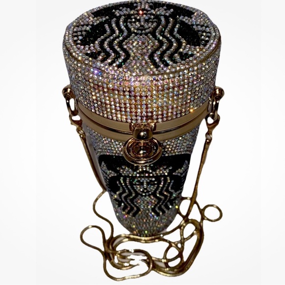 Starbucks Silver, Green & Gold Rhinestone Crossbody Purse - Picture 3 of 15